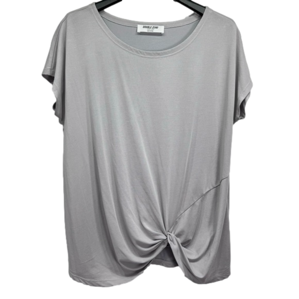 Gray Knot Front Short Sleeve Top by Double Zero Comfy Casual Women’s Size Large
